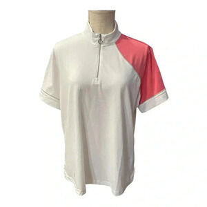 GG Blue Half Zip Polo White Pink Lightweight Golf Tennis Shirt Women’s size XL